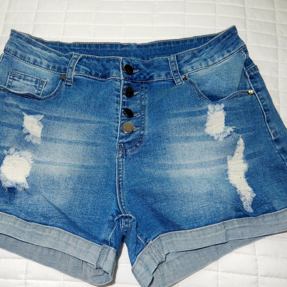 stretch jean shorts